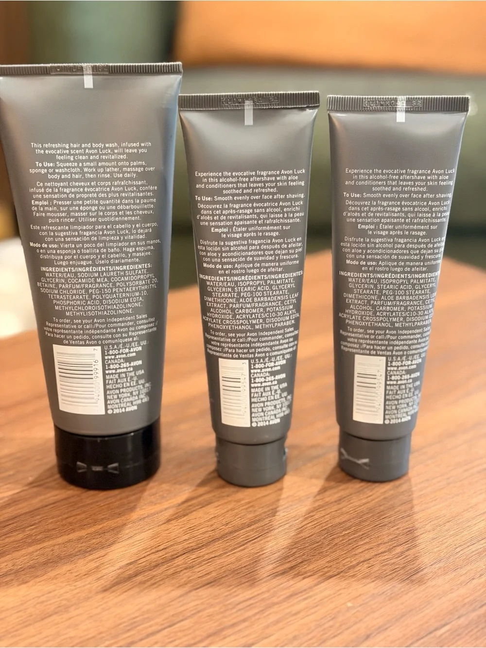 NEW Set of 3 Avon Men's LUCK After Shave Conditioner and Hair and Body Wash